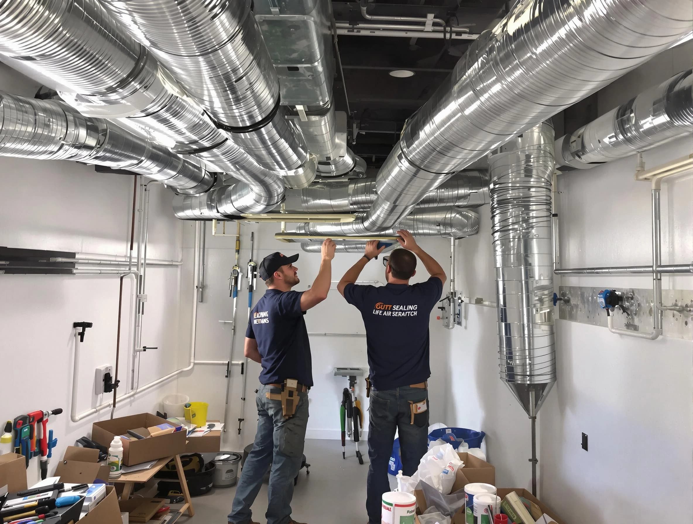 Mechanicsville Air Duct Cleaning technician applying professional duct sealing solutions in Mechanicsville