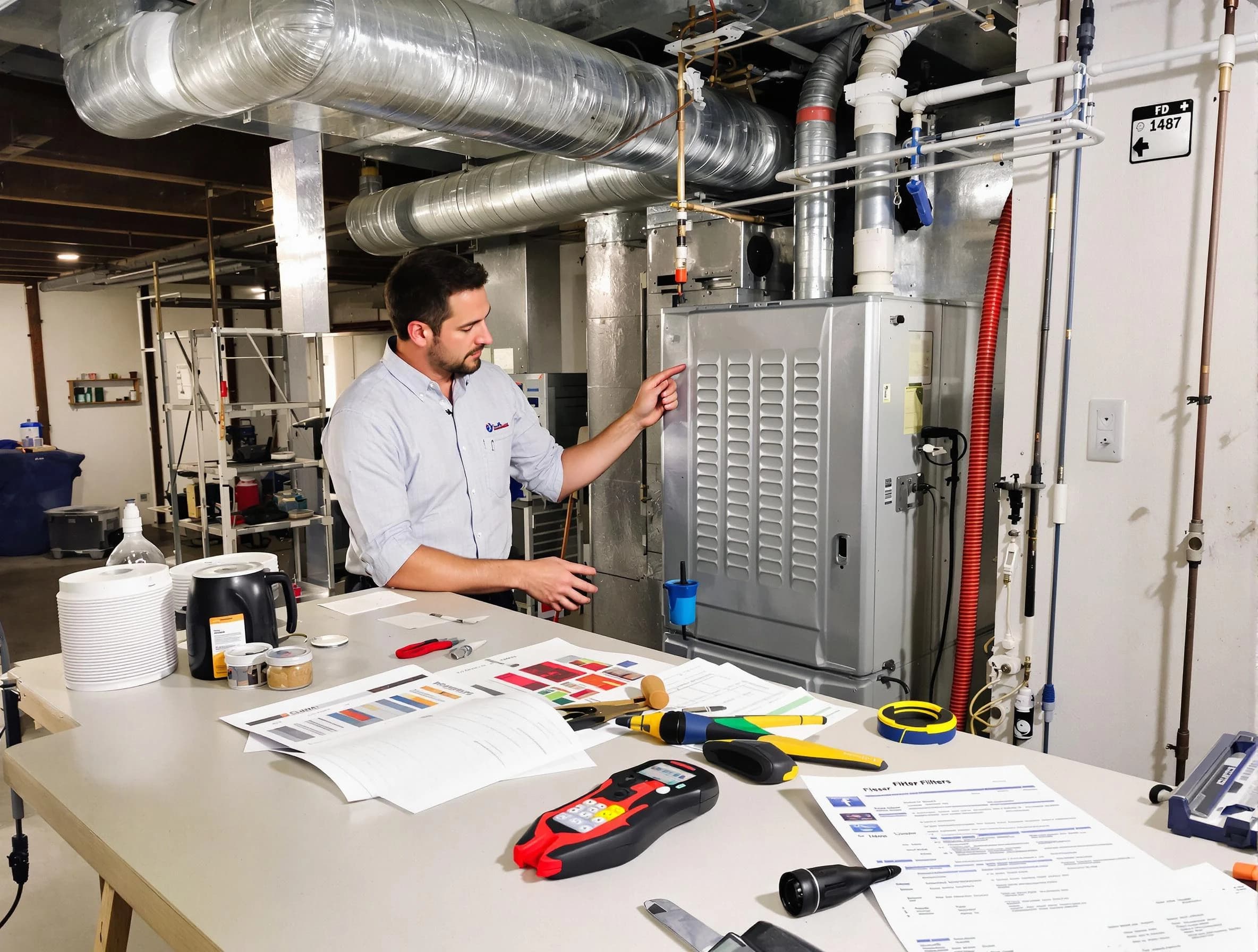 Mechanicsville Air Duct Cleaning inspector conducting detailed filter system evaluation using professional diagnostic tools in Mechanicsville