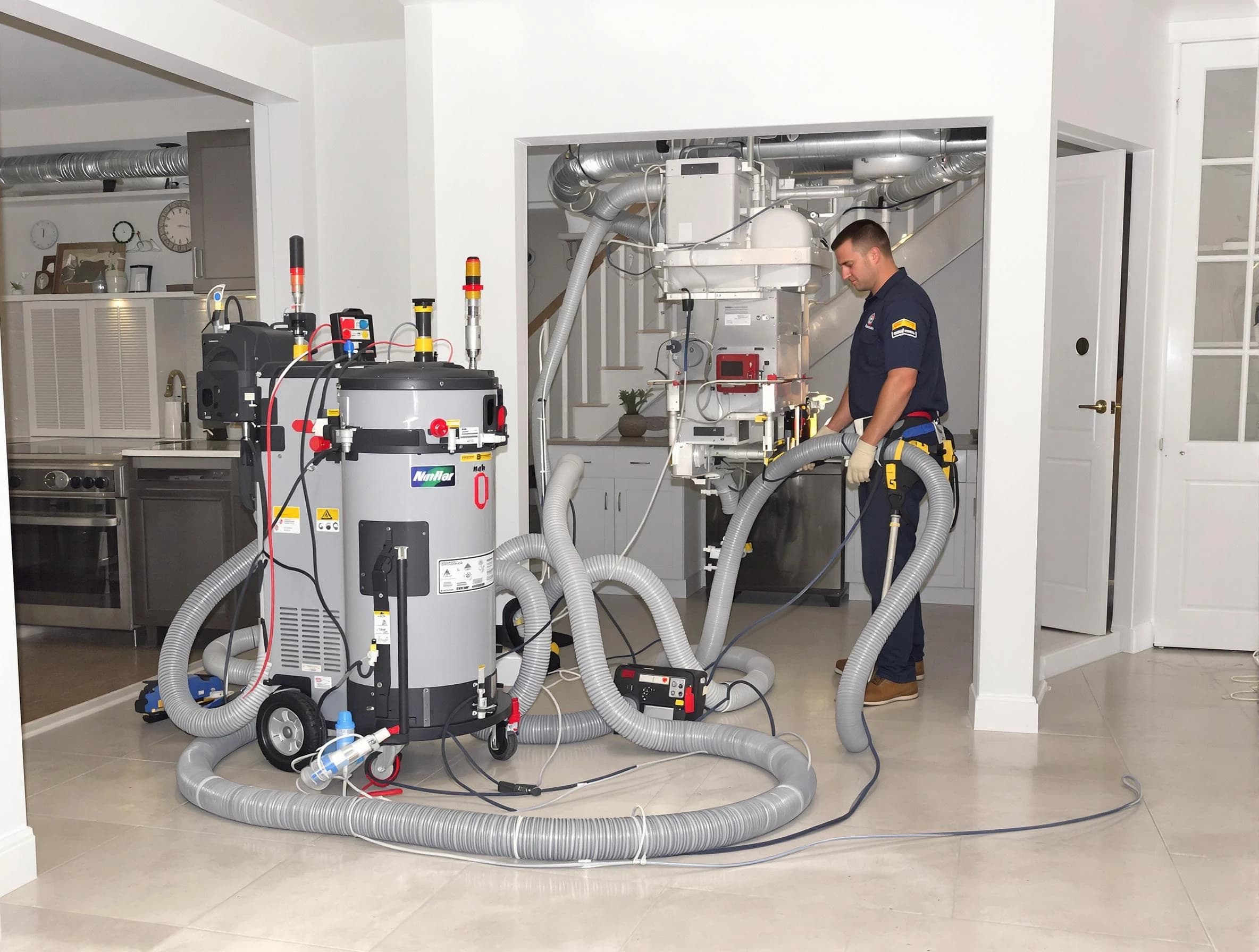 Mechanicsville Air Duct Cleaning technician operating negative pressure cleaning equipment for thorough duct maintenance in Mechanicsville