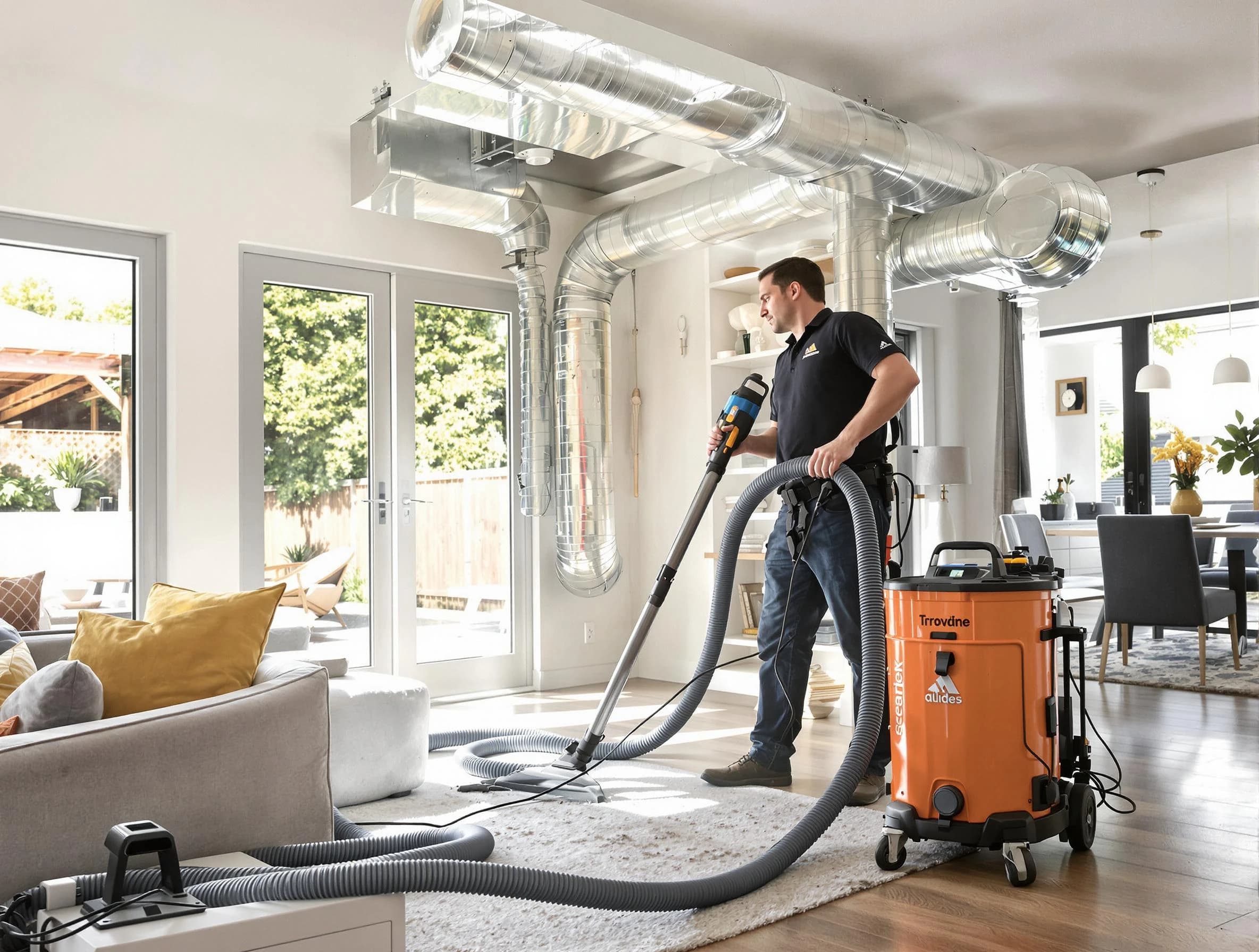 Mechanicsville Air Duct Cleaning specialist performing thorough residential duct cleaning using advanced equipment in Mechanicsville
