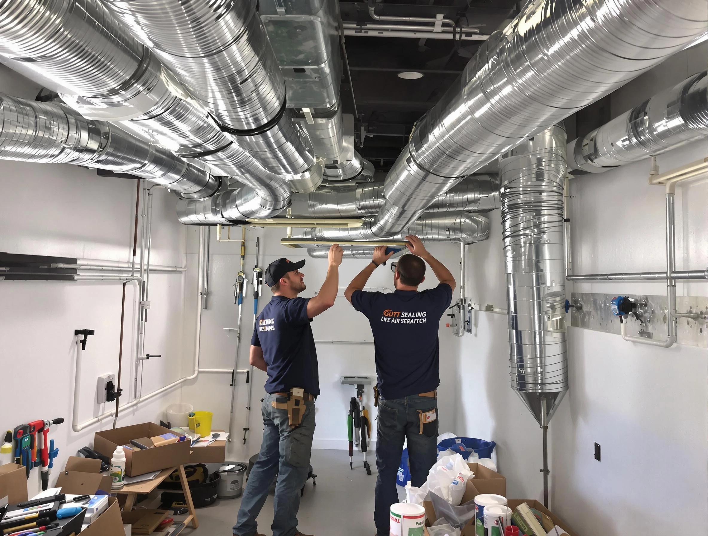 Mechanicsville Air Duct Cleaning technician applying professional duct sealing solutions in Mechanicsville