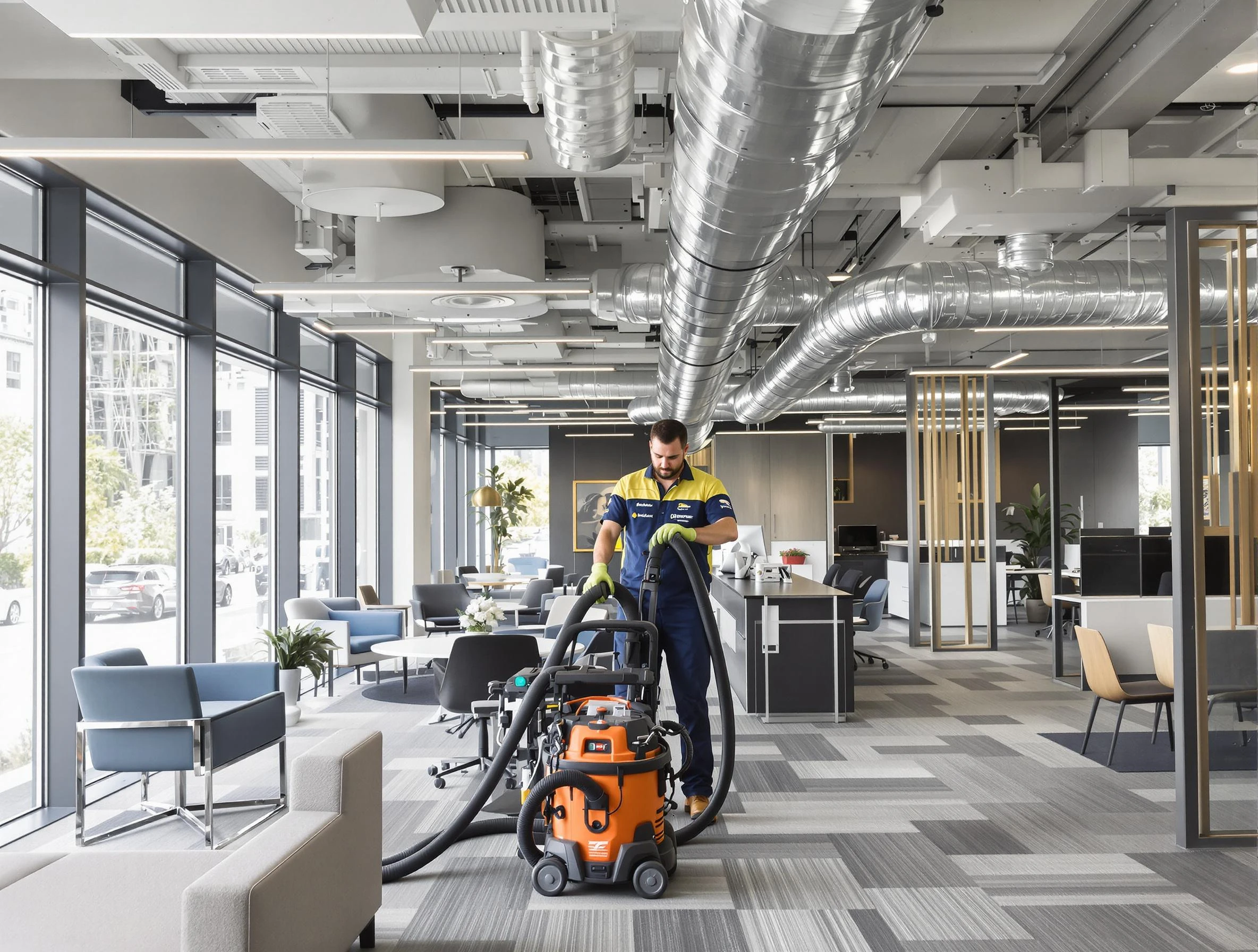 Mechanicsville Air Duct Cleaning team performing thorough commercial duct cleaning at a Mechanicsville business center